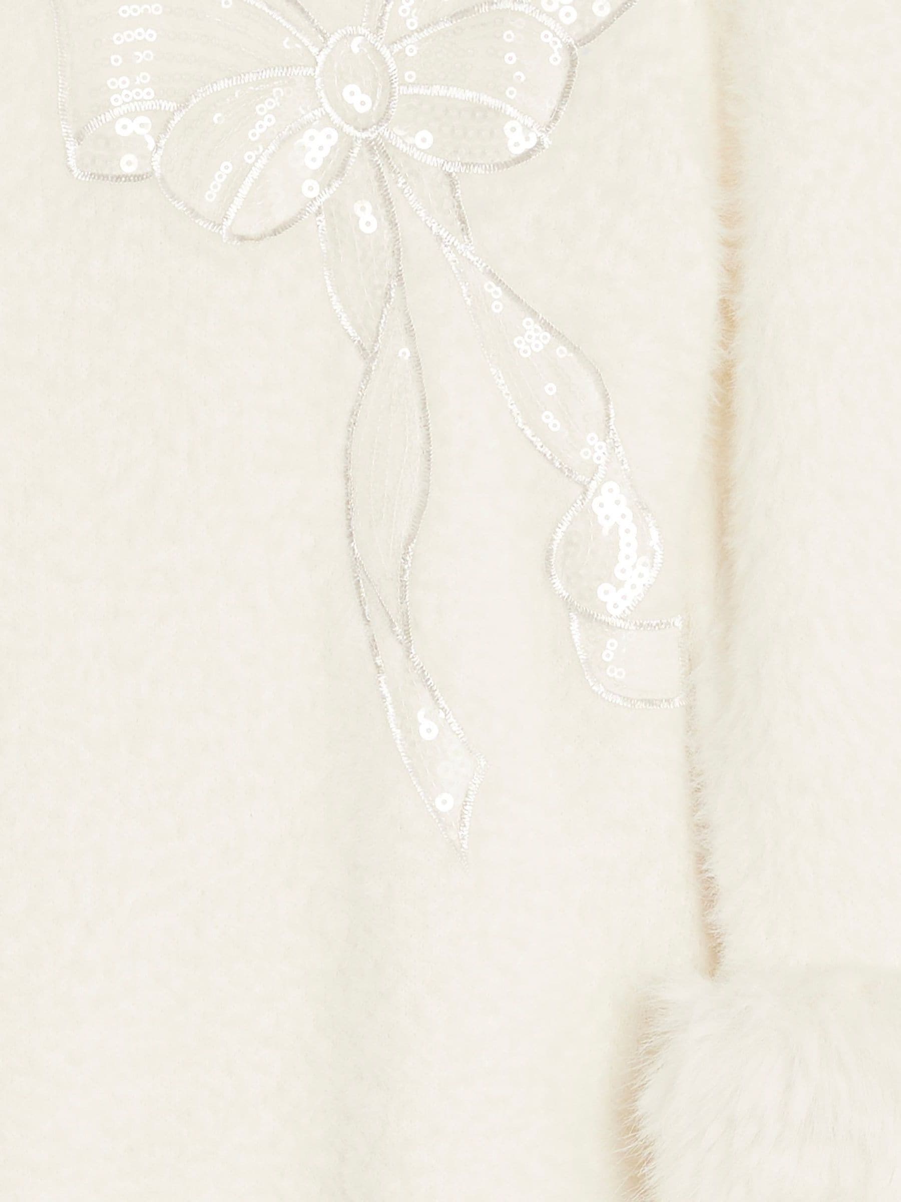 Crème - River Island Girls Fur Cuff Knitted Bow Dress