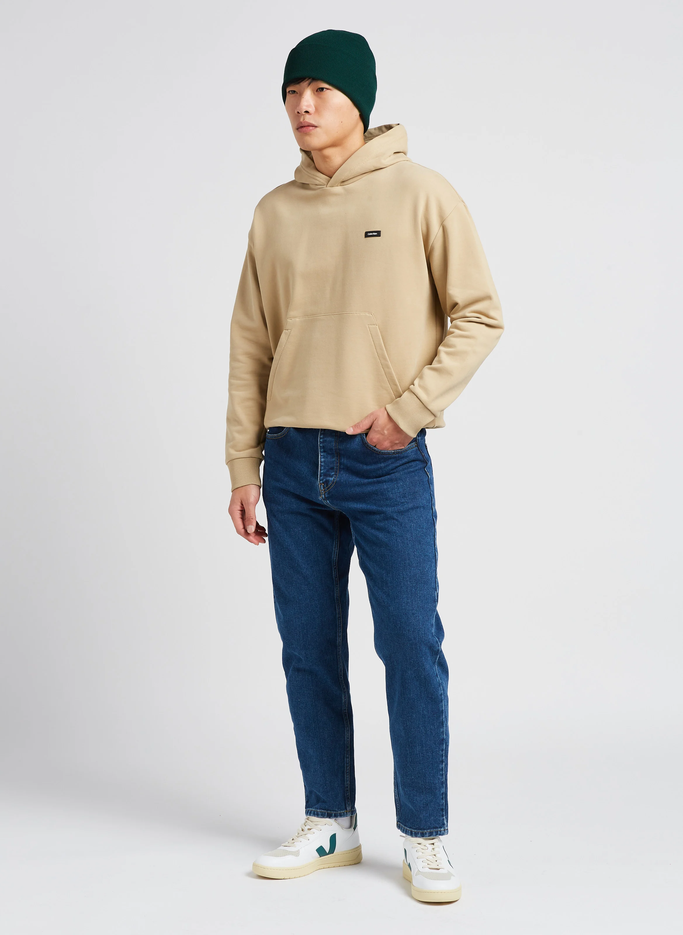 Sweat à capuche en coton| Beige