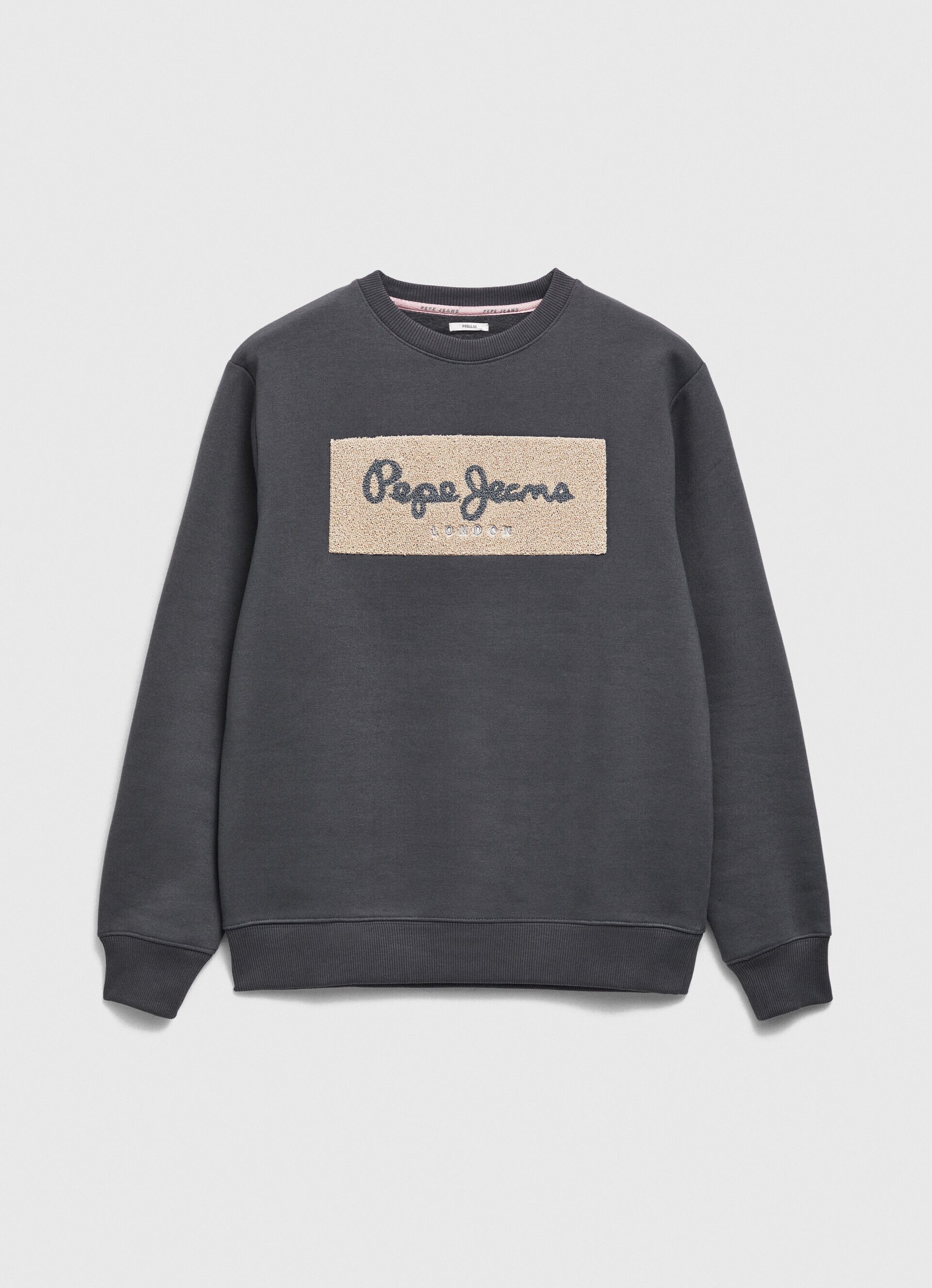 Moletom de algodão com logo bordado - preto lavado