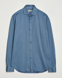 Canali Jersey Piquet Shirt Blue