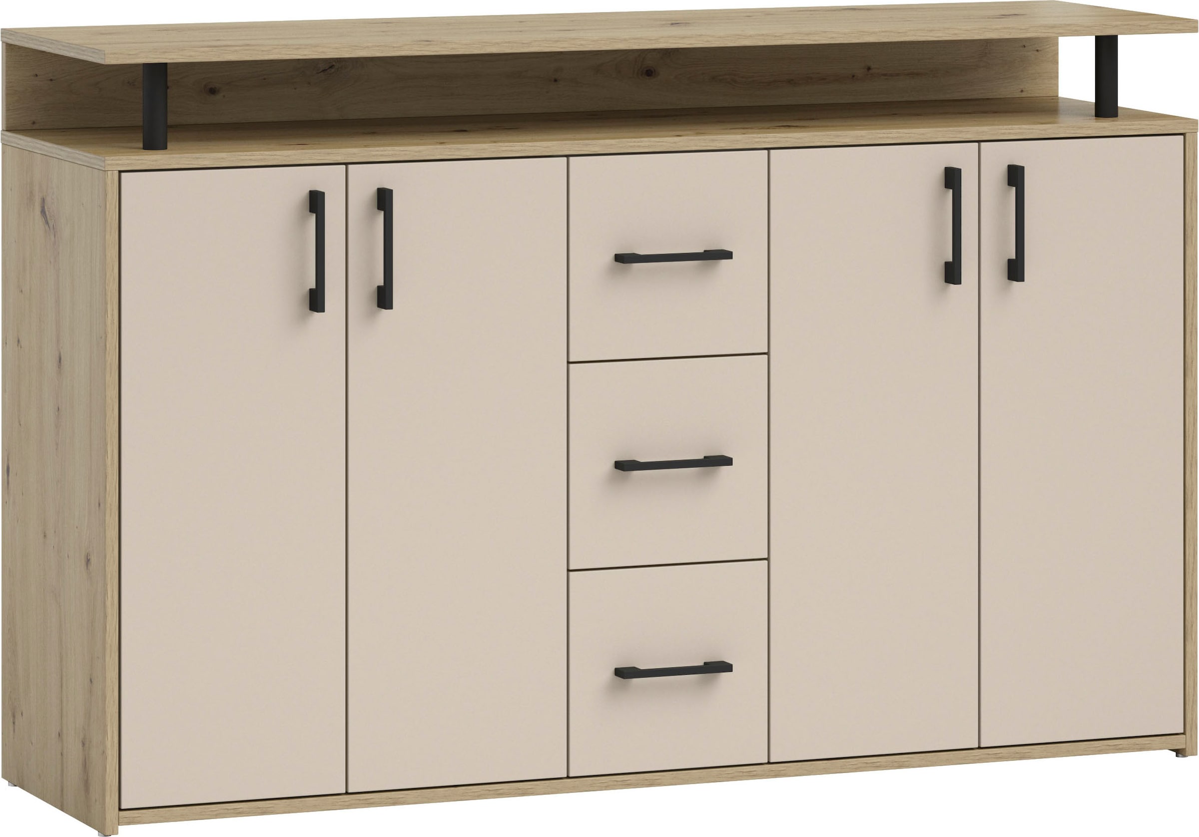 HBZ Sideboard »Drivno Sideboard, B/H/T 139x90x34 cm« 1 Stk. tlg. Breite 139cm, Kugelauszug, Einlegeböden verstellbar,  3 Schubkästen