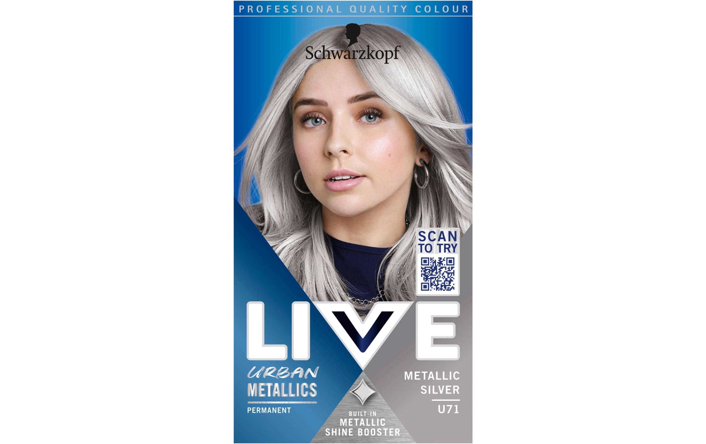 Haarcoloration Urban Metallics U71 Metallic SilverHaarfarbe mit Metall-Glanz-Booster für kühle, schimmernde Töne