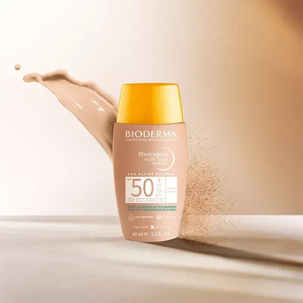 Bioderma Photoderm Nude Touch Crème Solaire minérale Teinte Dorée SPF50+ 40ml