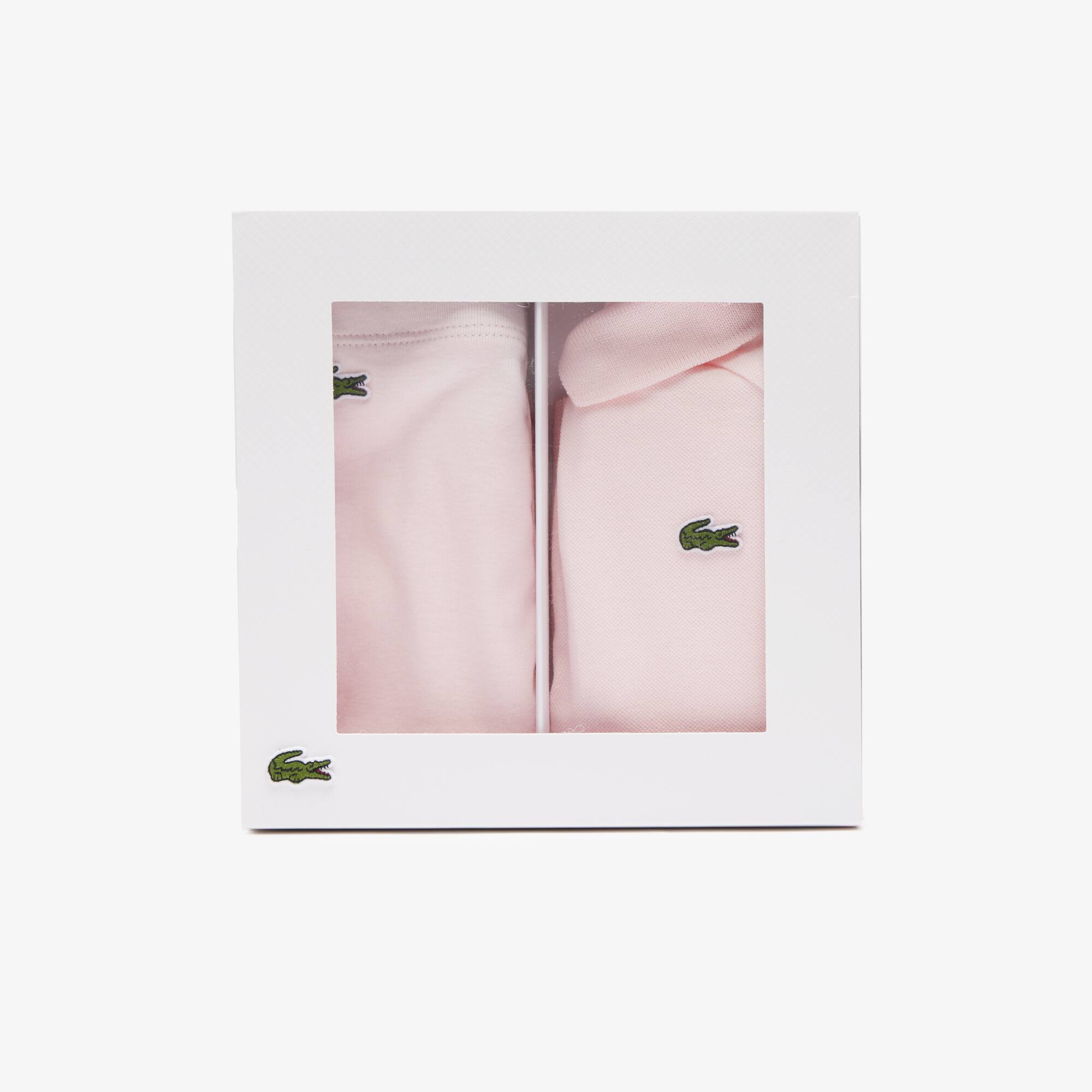 Baby-Geschenkset aus Piqué Geschenkboxen - Rosa - Lacoste - Mädchen