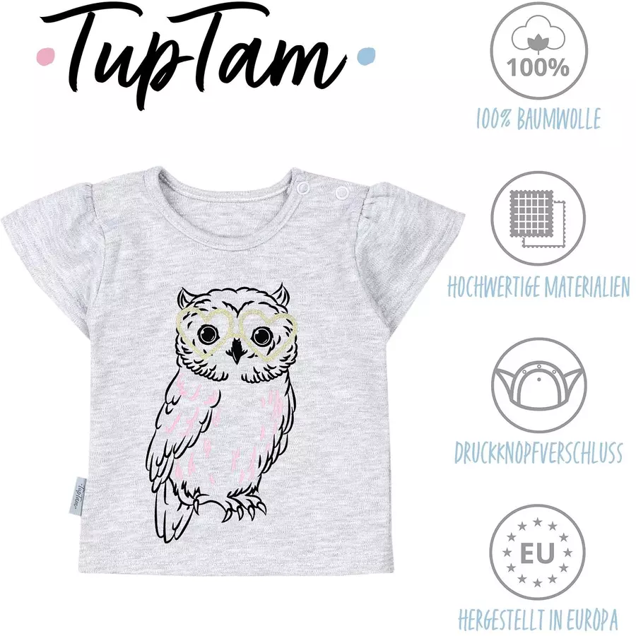 TupTam Baby Mädchen Kurzarm T-Shirt 5er Set graurosa