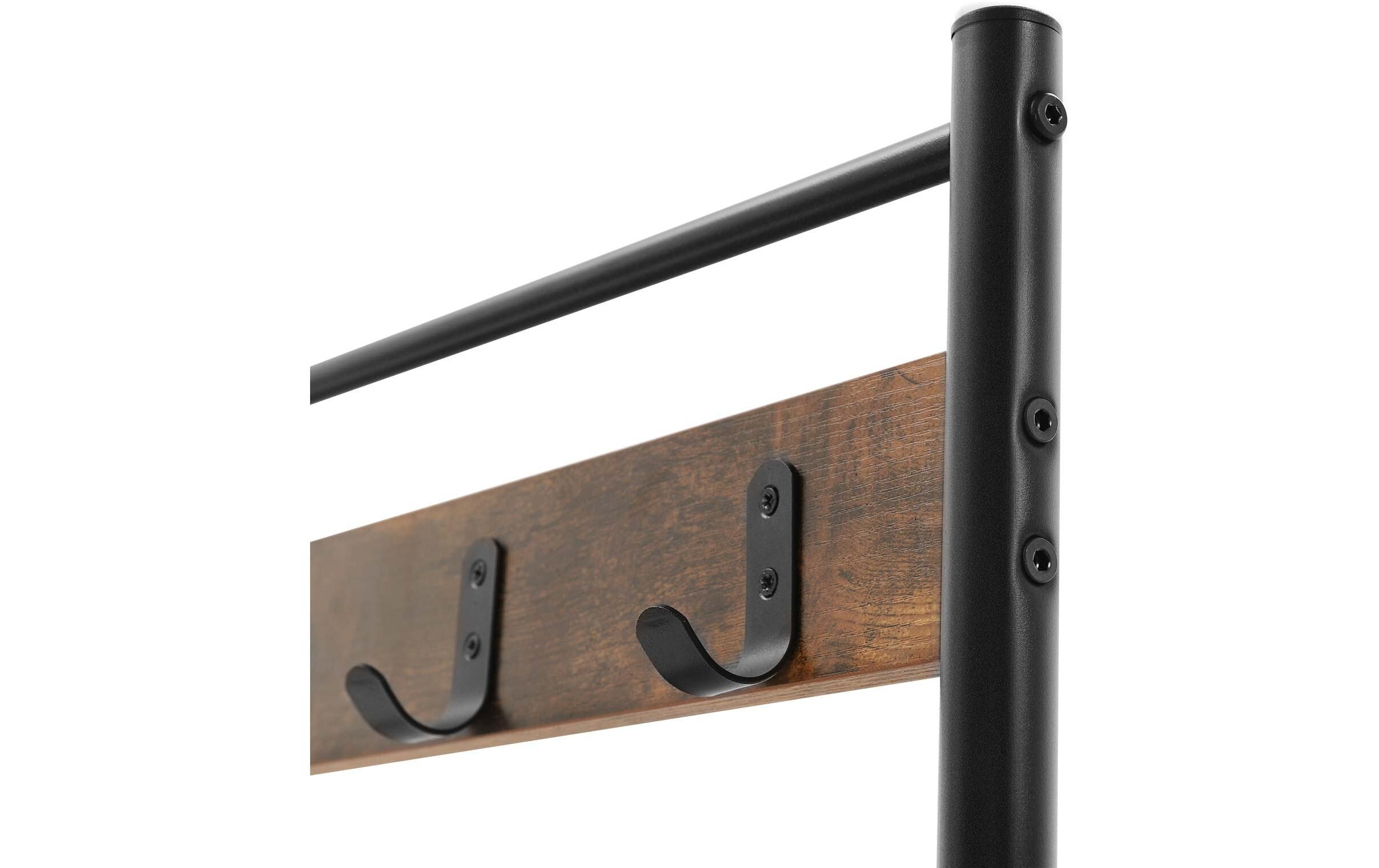 Garderobe mit Schuhablagen 175 cm, Braun/SchwarzKleiderständer mit Sitzbank