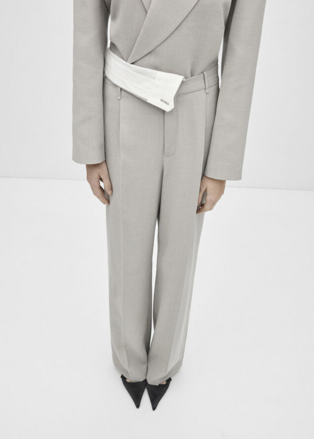 MANGO Straight suit trousers Lt pastel grey