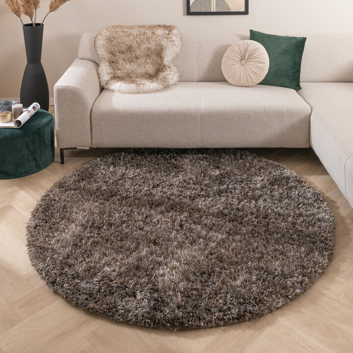 Rond shaggy vloerkleed - Grace Grijs | Vol vloerkleed!