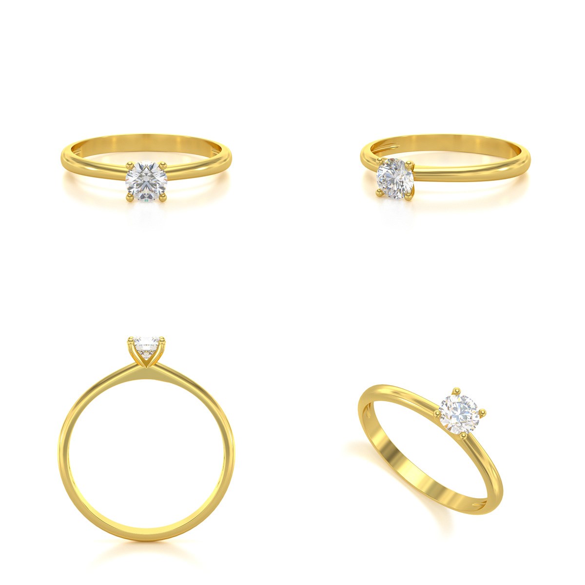 Bague ADEN Solitaire Or Jaune Diamants 1.59grs