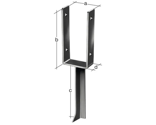 U-vormige paaldrager met betonanker, 71 x 200 x 200 mm, thermisch verzinkt, 1 stuk