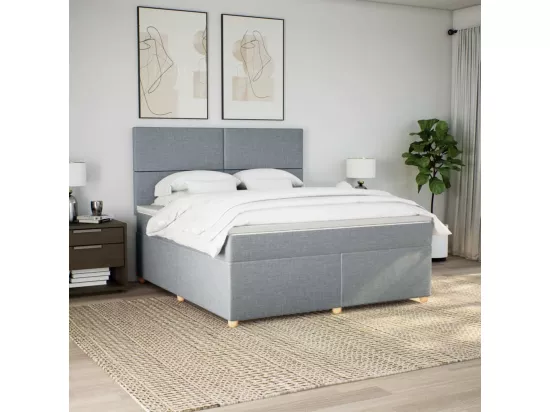 Sommier à lattes de lit avec matelas Gris clair 180x200cm Tissu