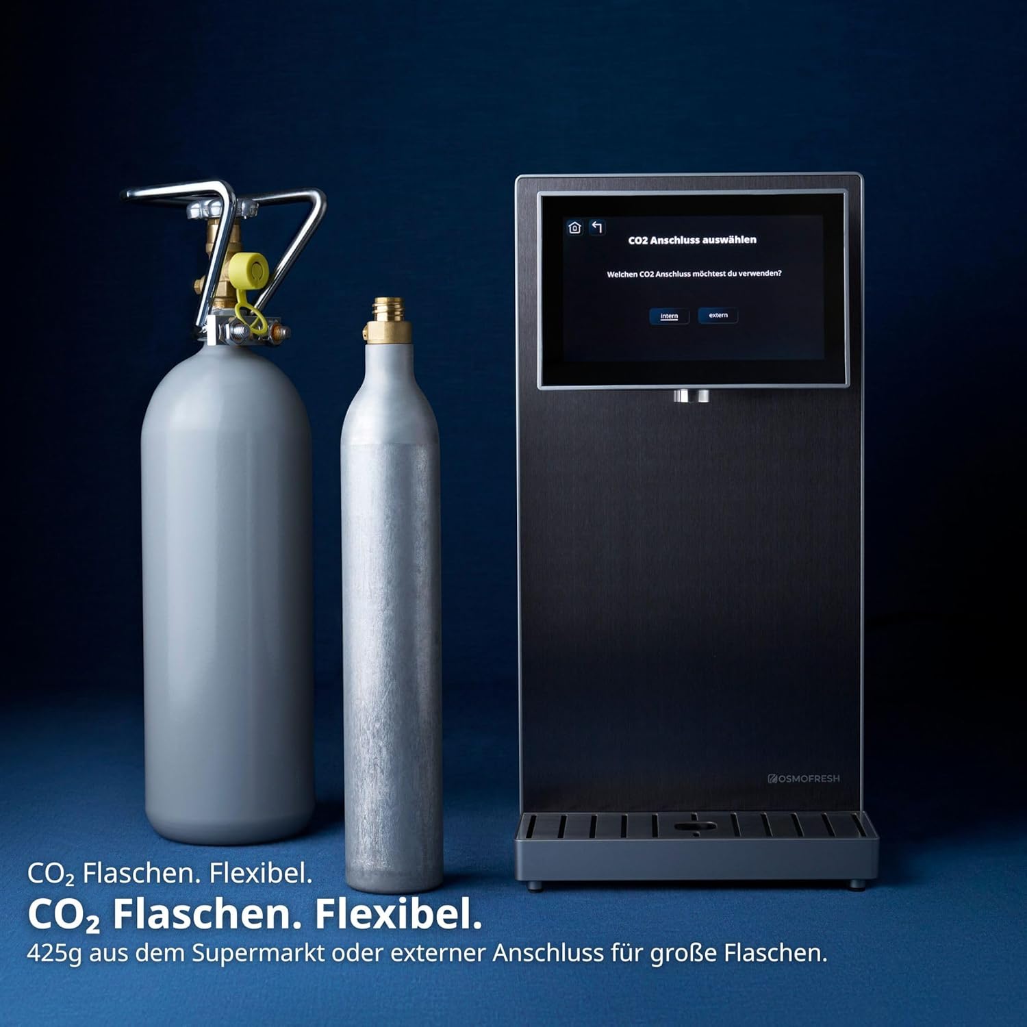 OsmoFresh Fusion Pro Auftisch Osmoseanlage | Wassersprudler|Kühlung| Keine Installation | Heißwasserspender | 7x Filterung | Mineralisierung | 3-fach UV-C | Festwasseranschluss |Abwasserverhältnis 4:1