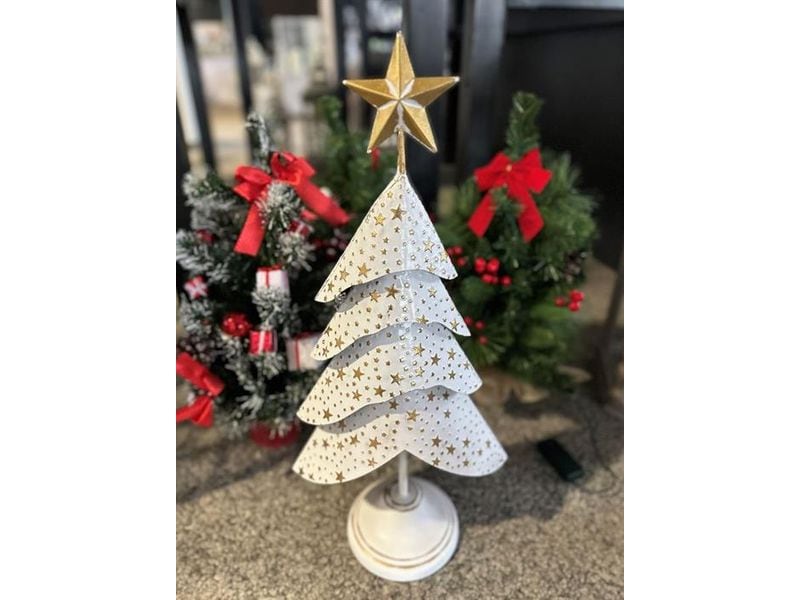 Dameco Weihnachtsfigur Christbaum 15 x 26 x 59 cm, Gold/Wei Weihnachtsbaum