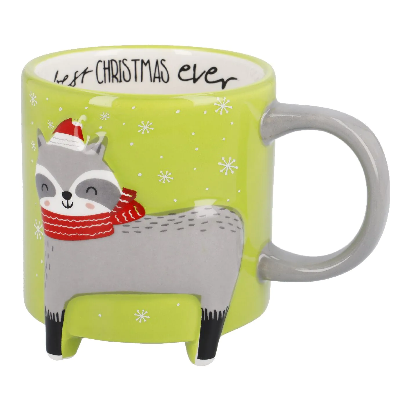 Weihnachtsbecher aus Keramik mit Waschbärfuß - 480 ml