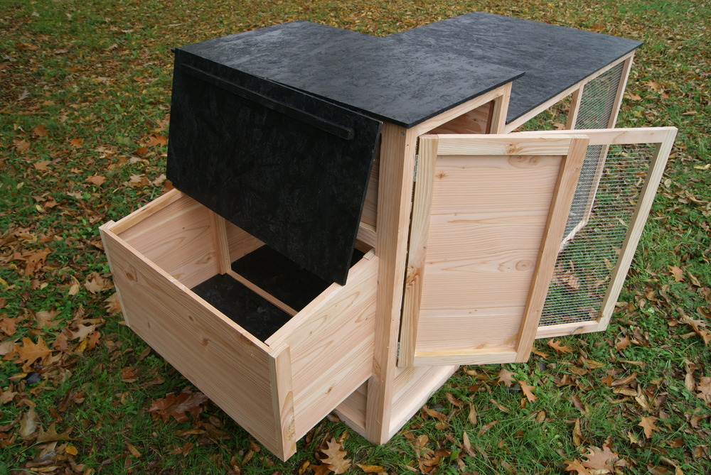 Poulailler célestin douglas avec parc, habitat et pondoir 204,5x79x104 cm pour 2 à 4 poules