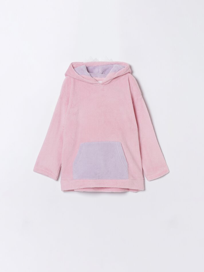 Robe felpuda estilo moletom - Rosa Pastel