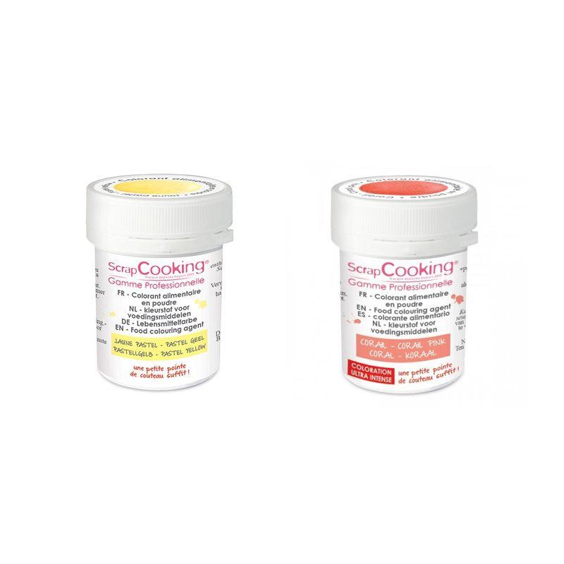 2 colorants alimentaires en poudre - jaune pastel-corail Scrapcooking
