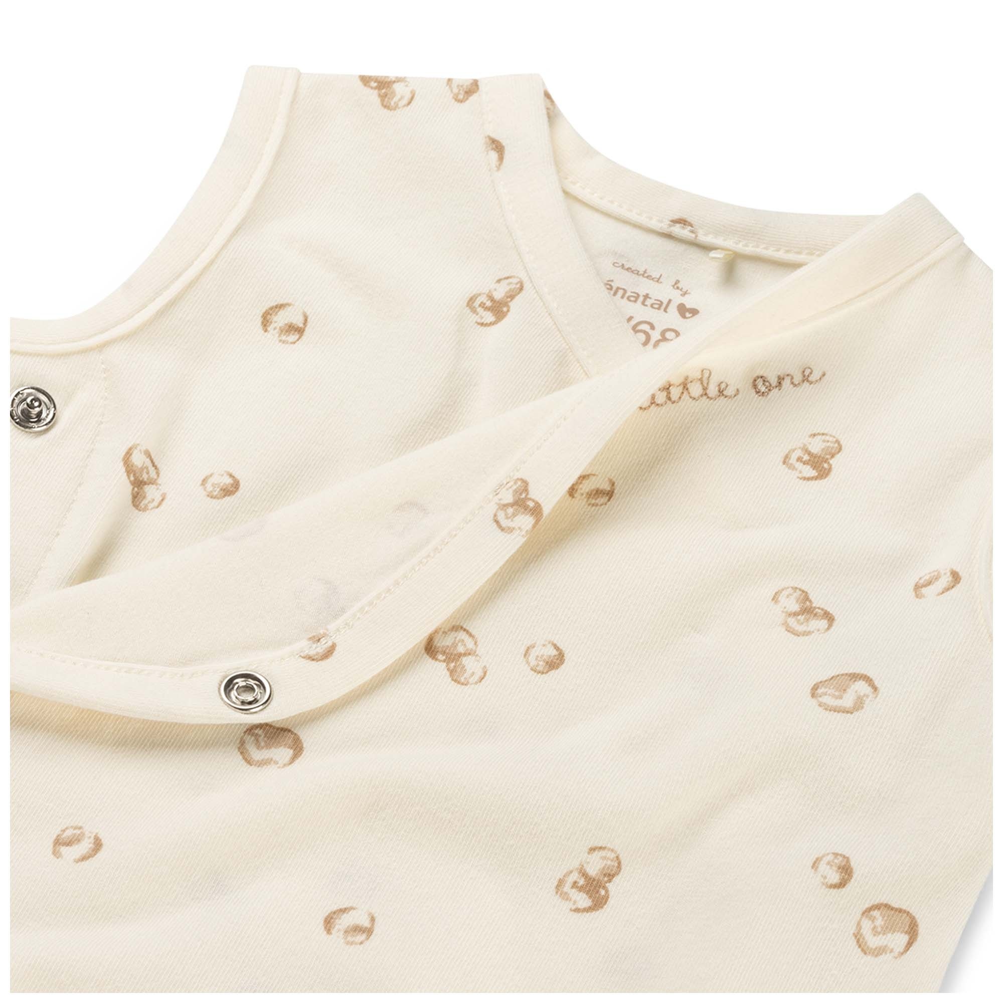 Prénatal newborn romper mouwloos all over print beige