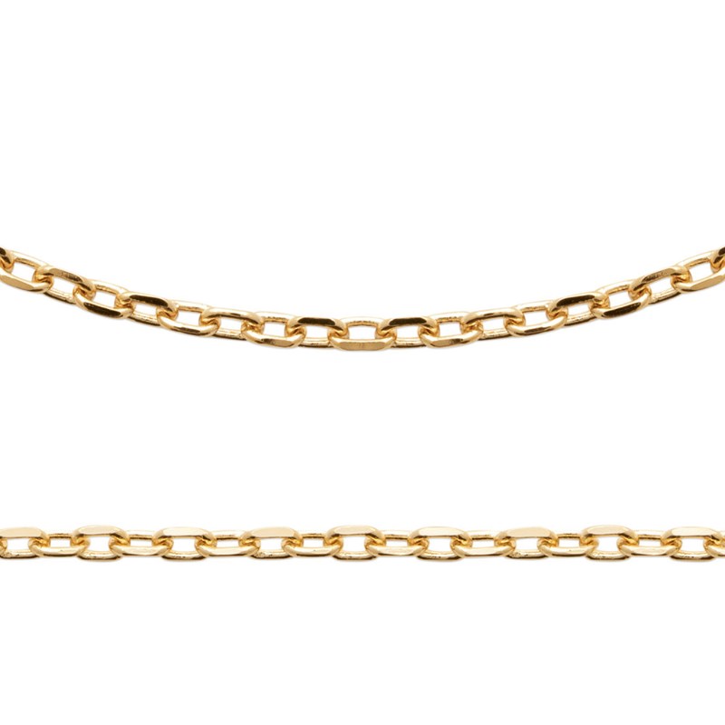 Chaine Mixte - Plaqué Or - Chaîne forçat diamantée - Largeur : 2,6 mm - Longueur : 60 cm