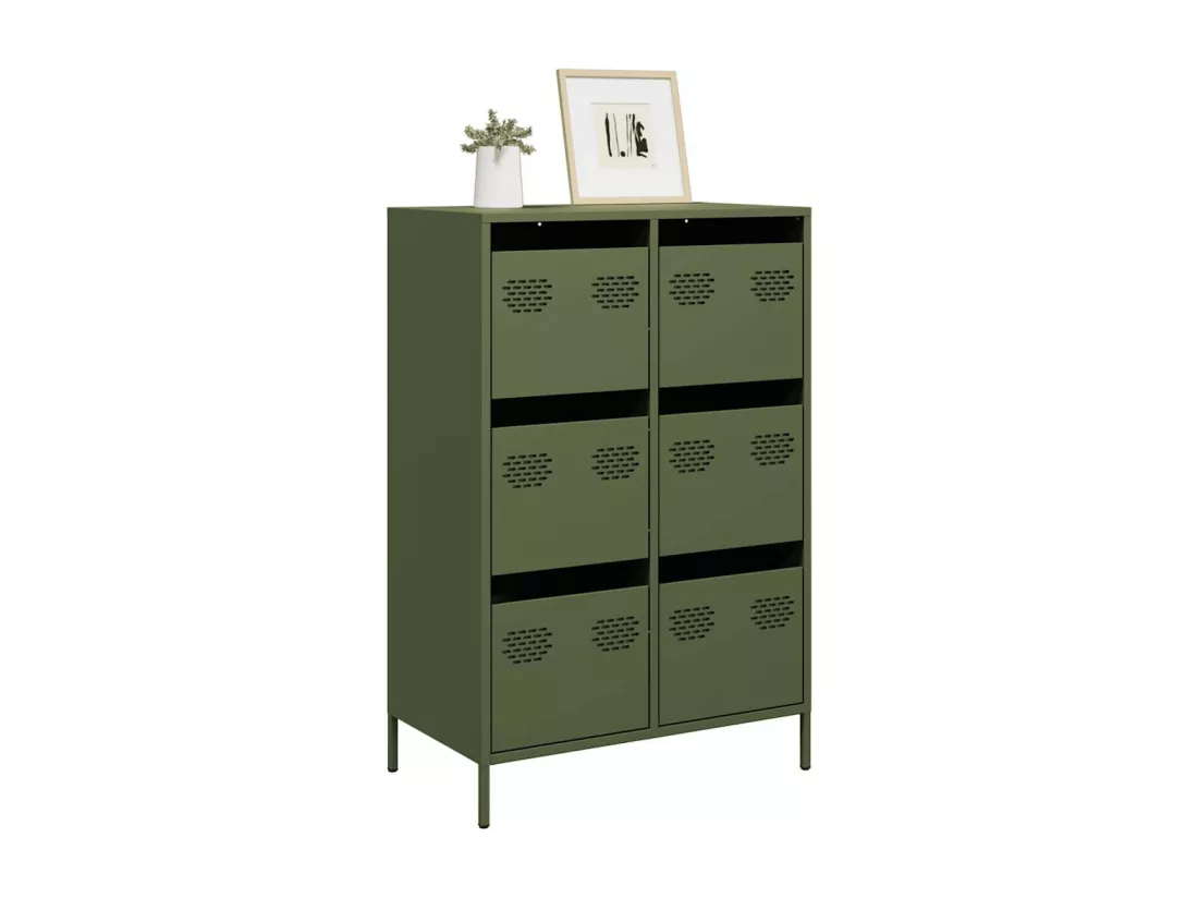 Buffet haut vert olive 68x39x101,5 cm acier