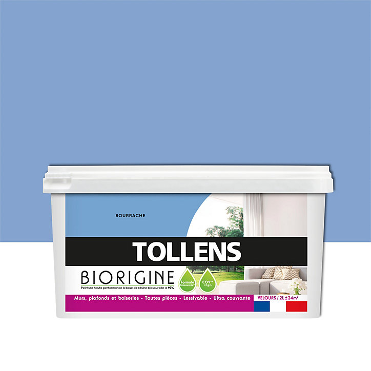 Peinture murs et plafonds Biorigine Tollens velours bourrache 2L