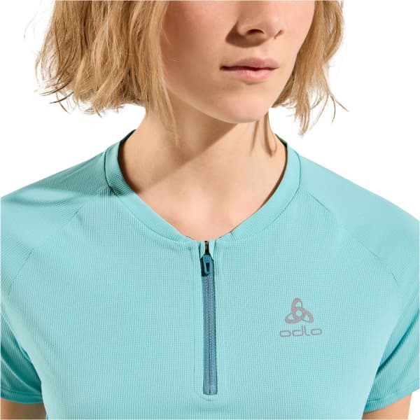T-shirt trail ODLO AXALP TRAIL S/S 1/2 ZIP W AQUA HAZE