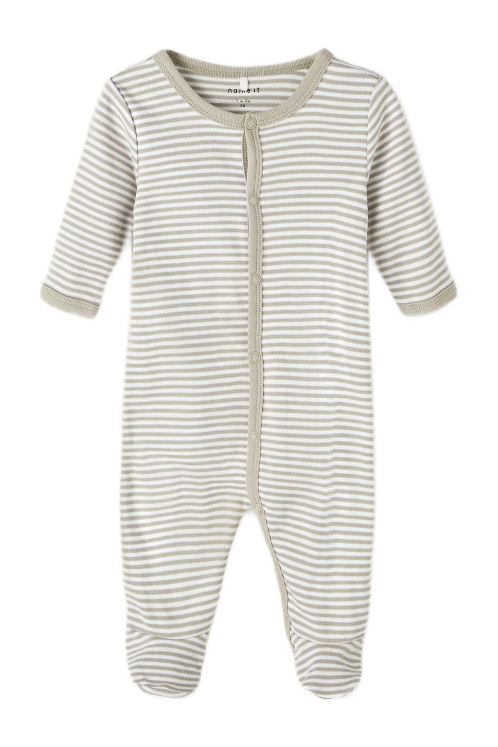 NAME IT baby pyjama NBNNIGHTSUIT - set van 2 met streepdessin grijsgroen