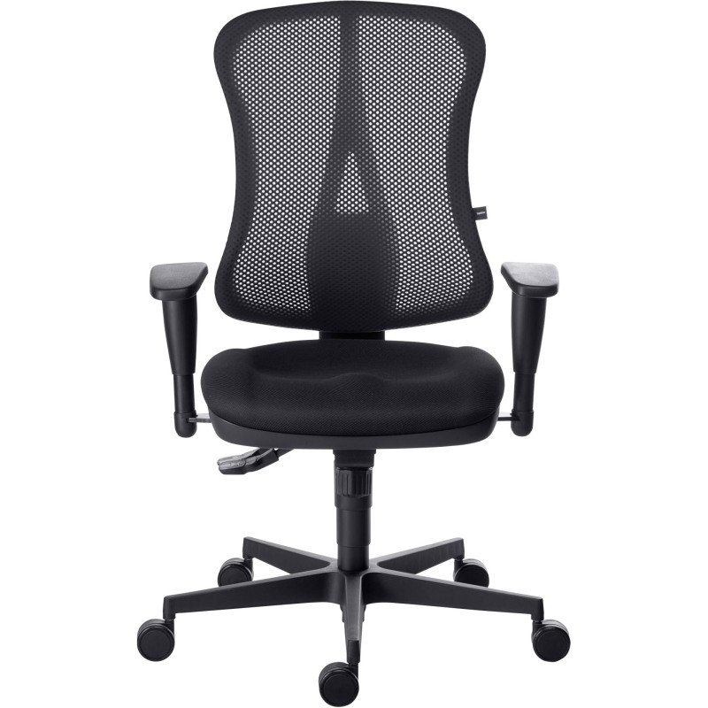 Chaise de bureau ANDRIO tissu et maille - avec ou sans accoudoirs et soutien lombaire - Mécanisme Synchrone - Pieds noir