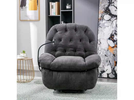 Fauteuil de massage releveur en tissu gris, avec télécommande, chauffant, manuellement repose-pied, 4 zones/5 modes/3 Minuteur