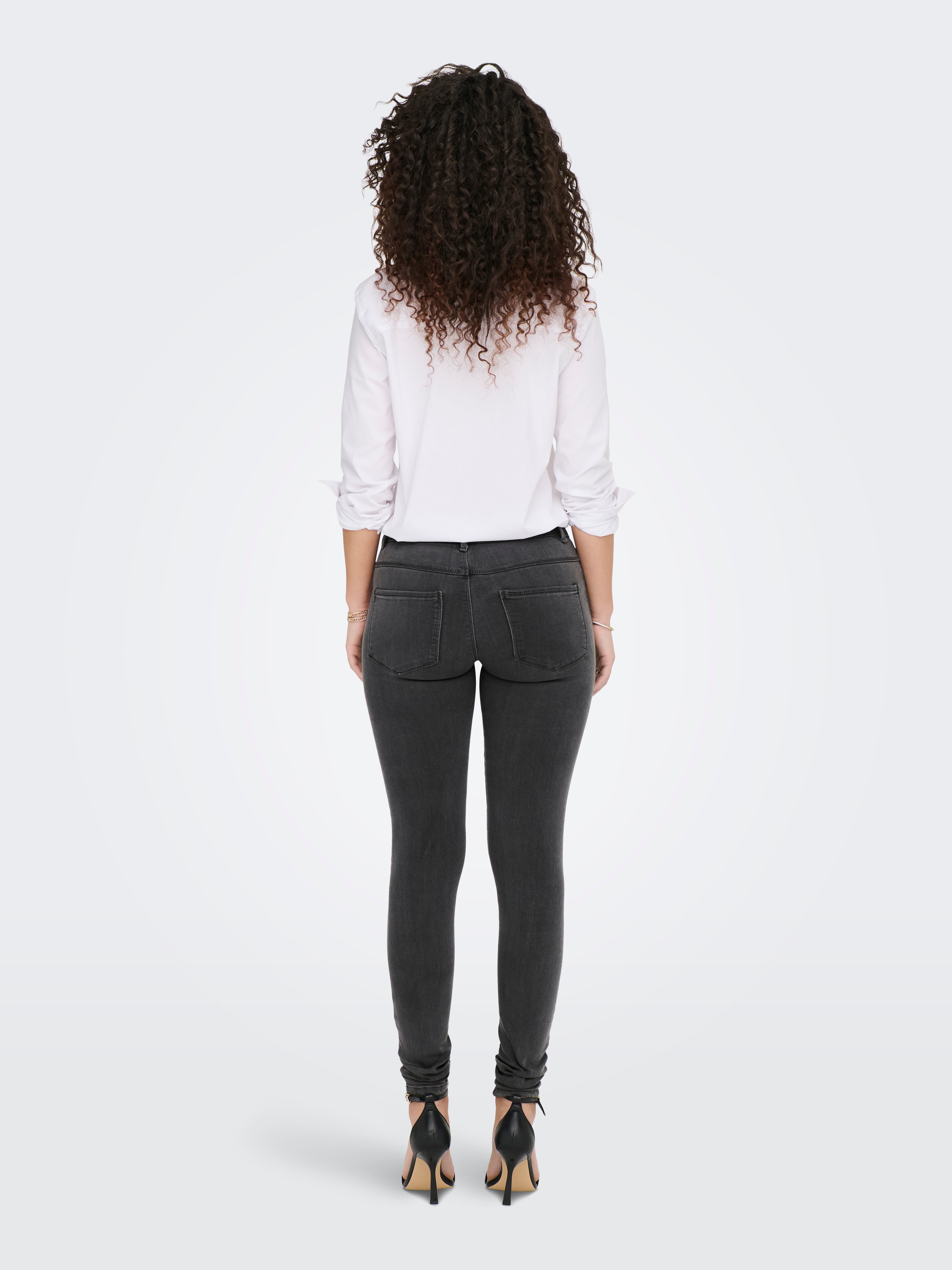ONLRAIN Mittlere Taille Skinny Fit Jeans Dark Grey Denim
