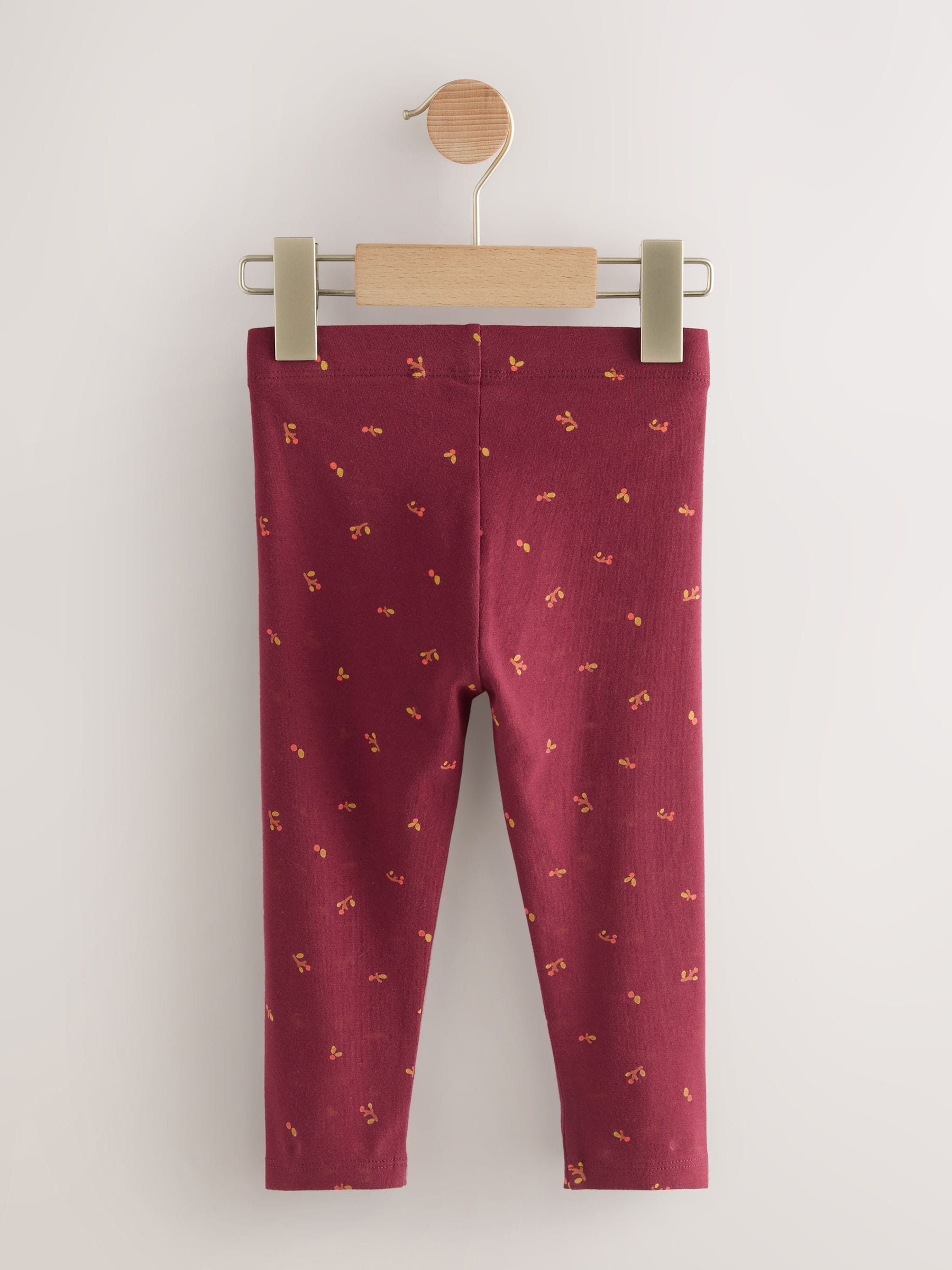Bordauxrood met fijne bloemetjesprint - Legging (3 mnd-7 jr)