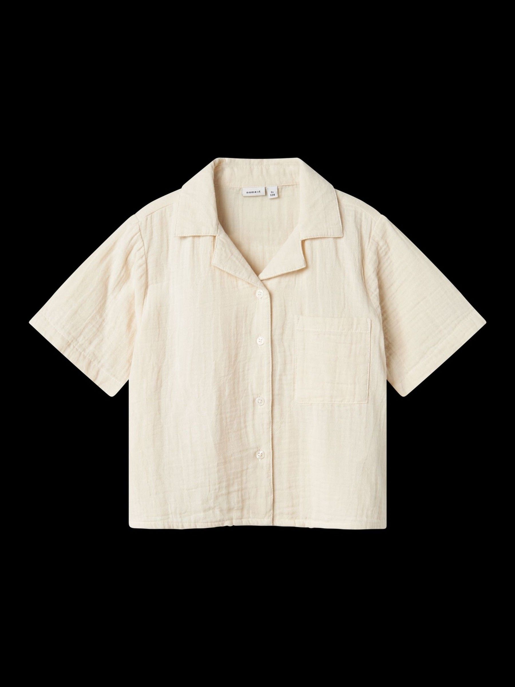 Wit chroom - Name It 100% katoenen linnenlook overhemden met trekkoordsluiting