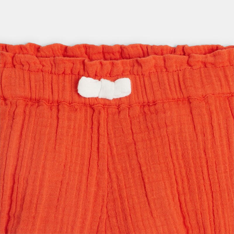 Short élastiqué gaze de coton rouge bébé fille Rouge