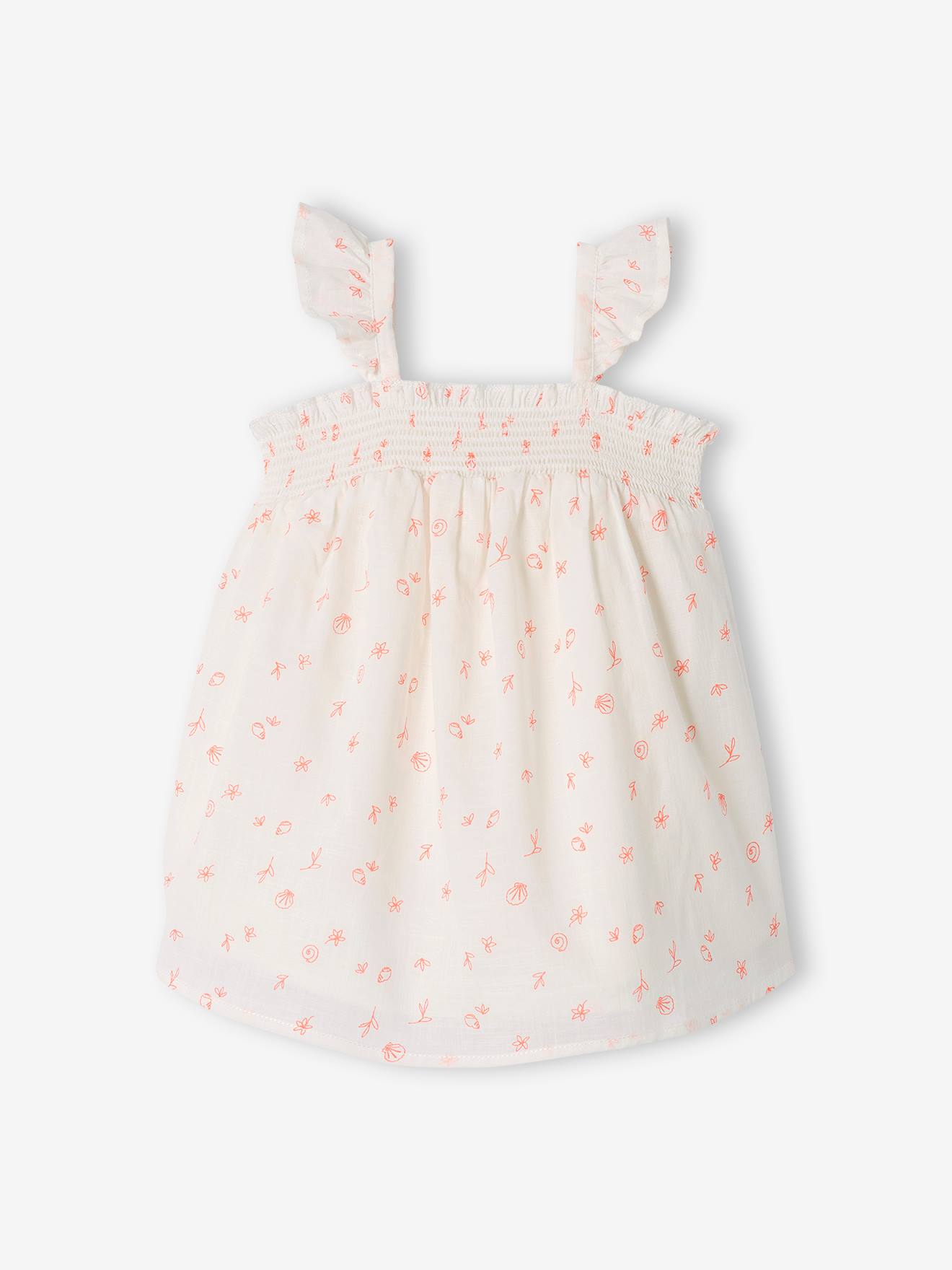 Roupa de bebê: vestido e calcinha de cor crua
