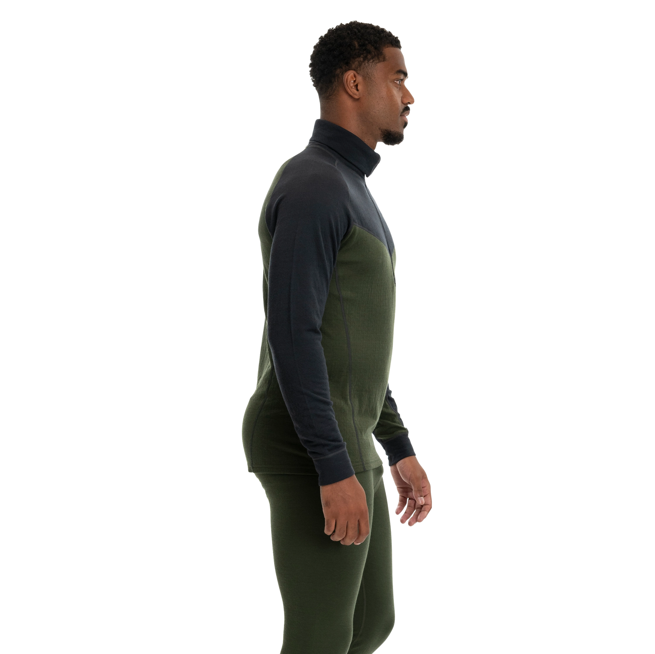 Inner:Dual Merino Half Zip Men Pine Forest / Dark Shadow Grey