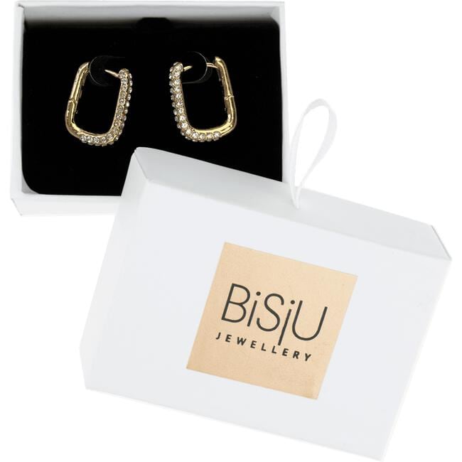 BiSjU Jewellery Oorbellen Ovaal met Zirconia Steentjes Gold Plated