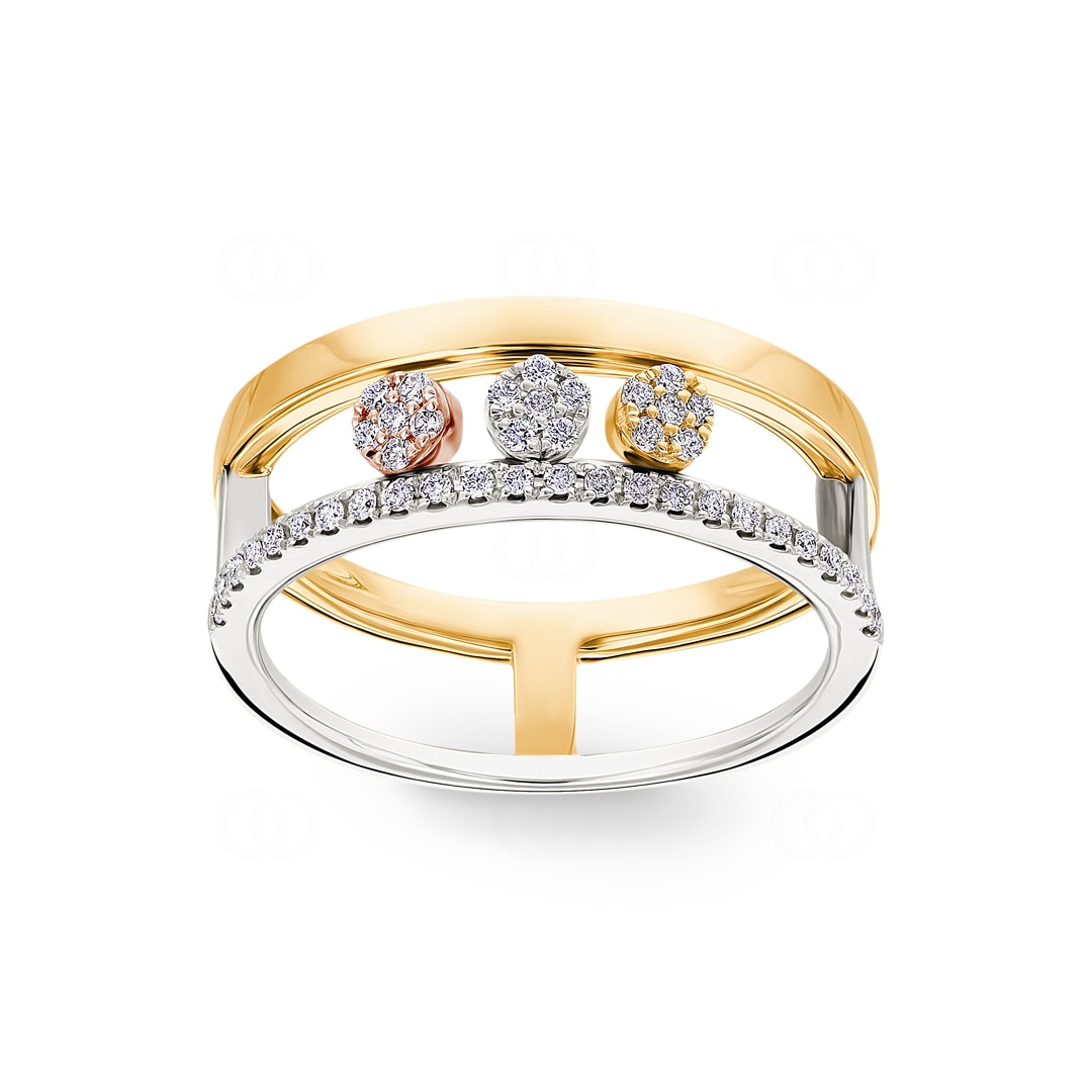 0.18 Karat Diamantring 750/18 K Gelb-/ Weissgold