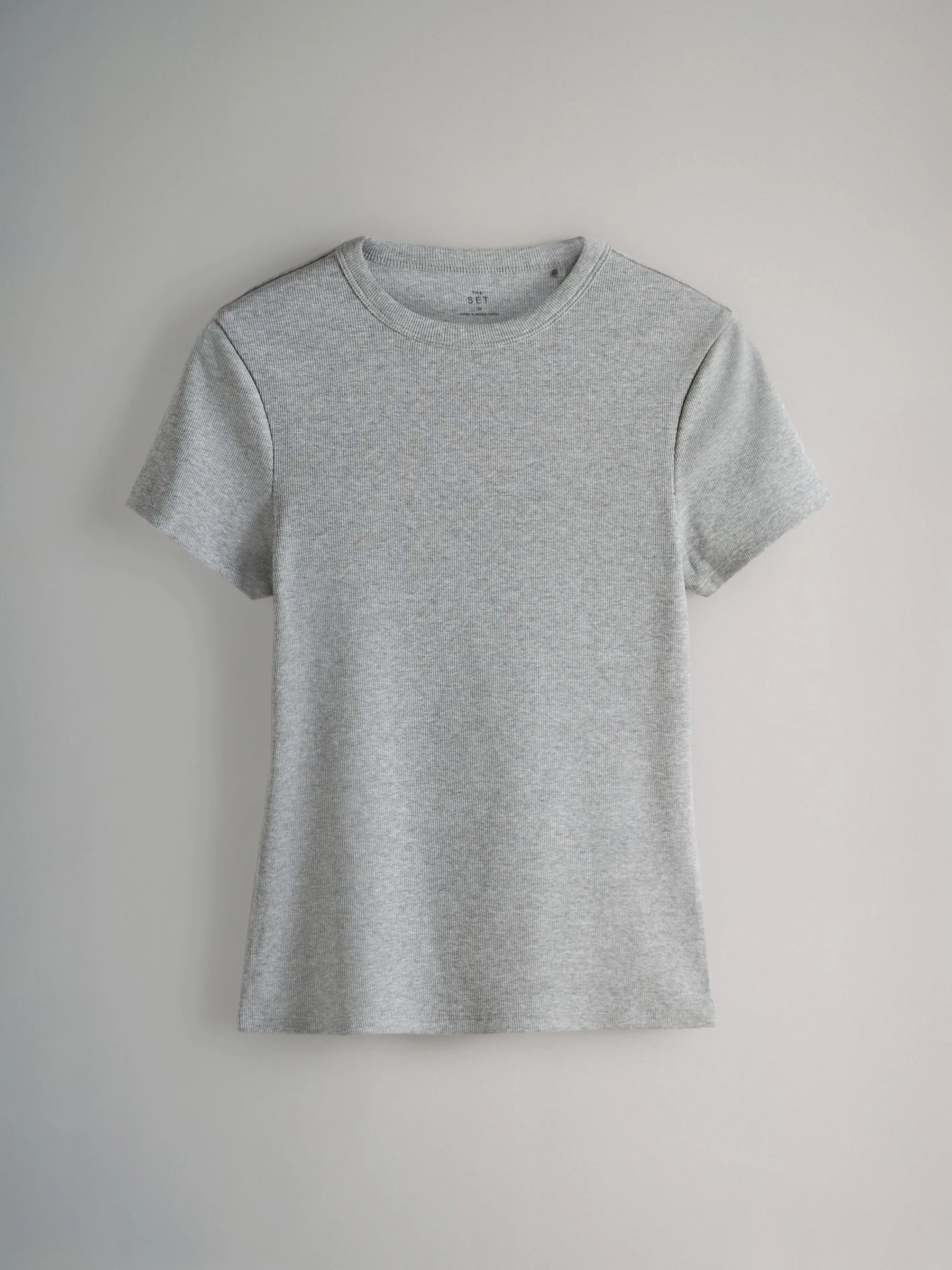 Grijs - The Set 5 Pack Korte Mouw Geribd T-shirt