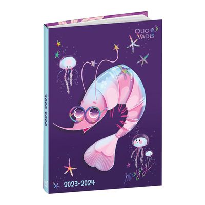 Agenda Marguy avec planche de stickers - 1 jour par page - 12 x 17 cm - crevette - Quo Vadis