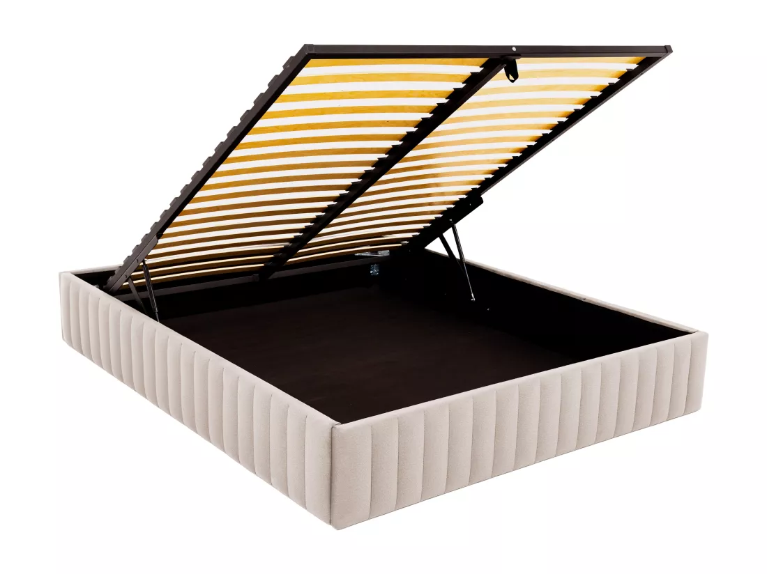 Sommier coffre 160 x 200 cm en velours - Beige - SETHI II de YSMÉE