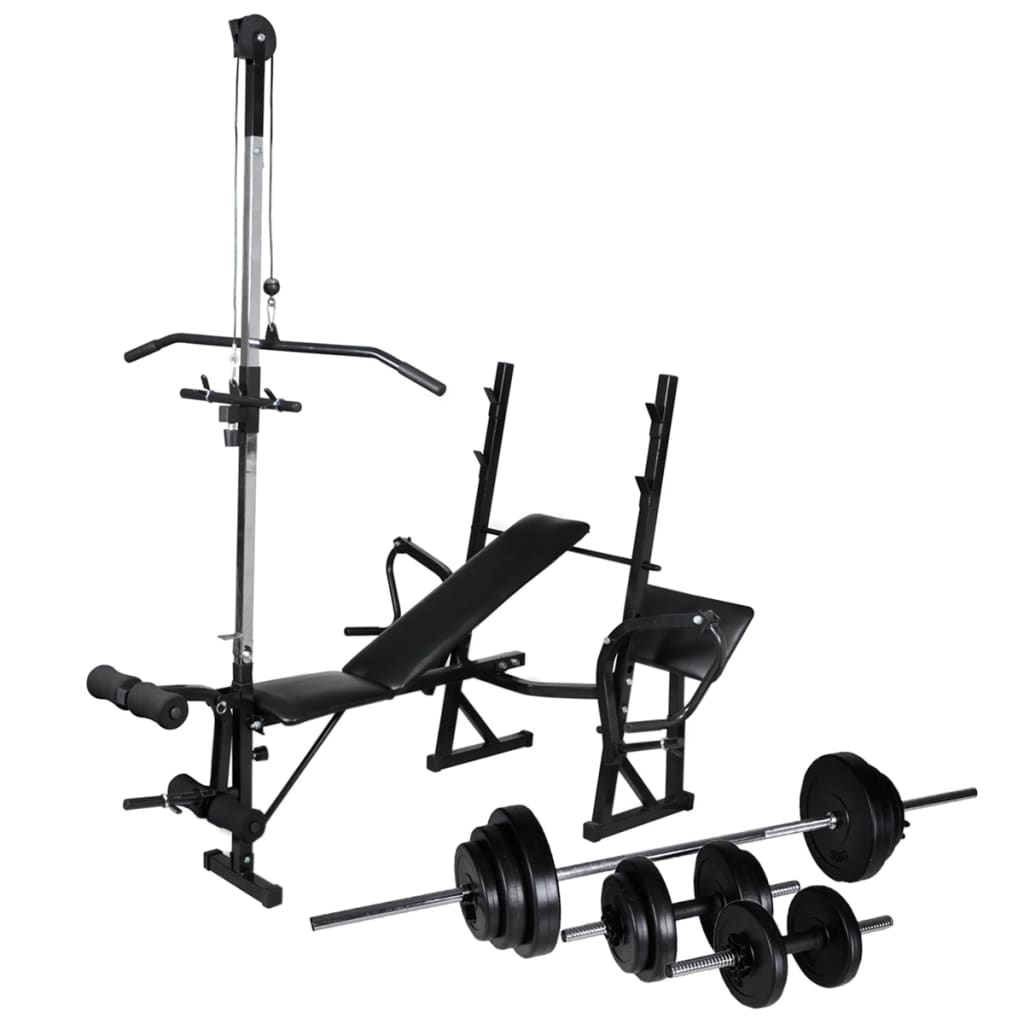 Banco de musculação Vidaxl com suporte para pesos, anilhas e halteres de 30,5 kg