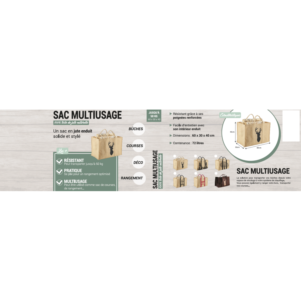 Sac à bûches en jute