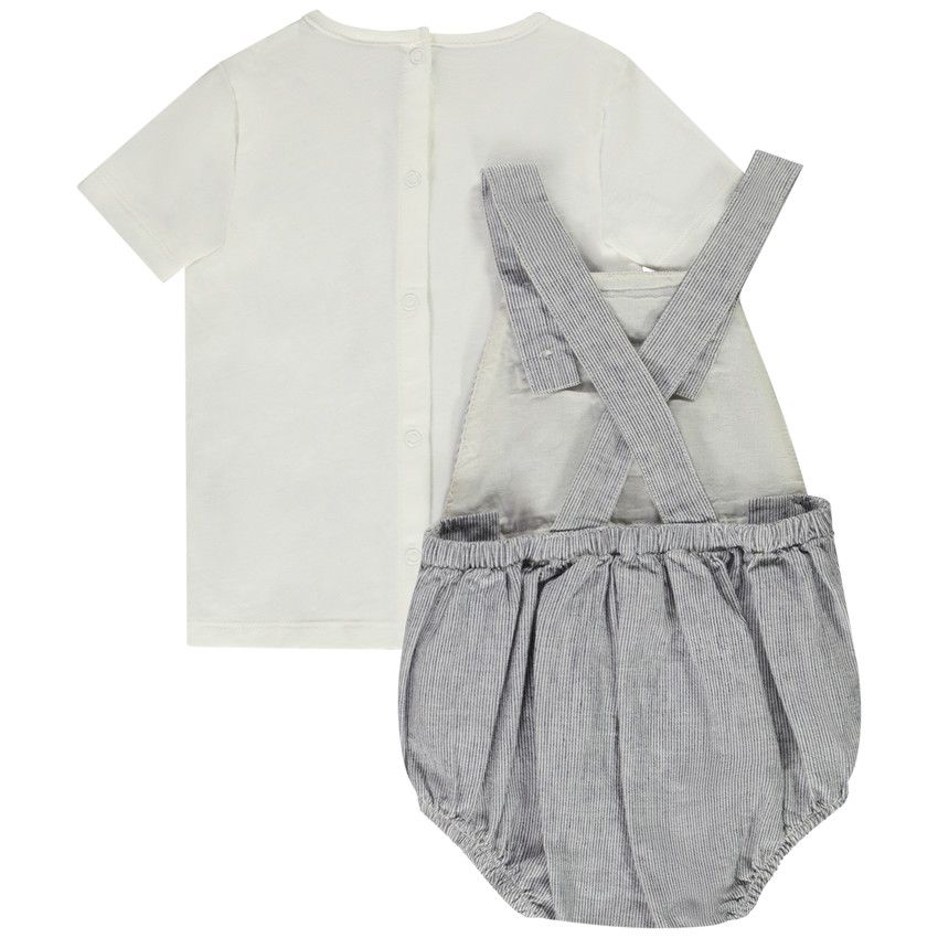 Ensemble salopette bloomer + t-shirt uni pour bébé - Bleu marine