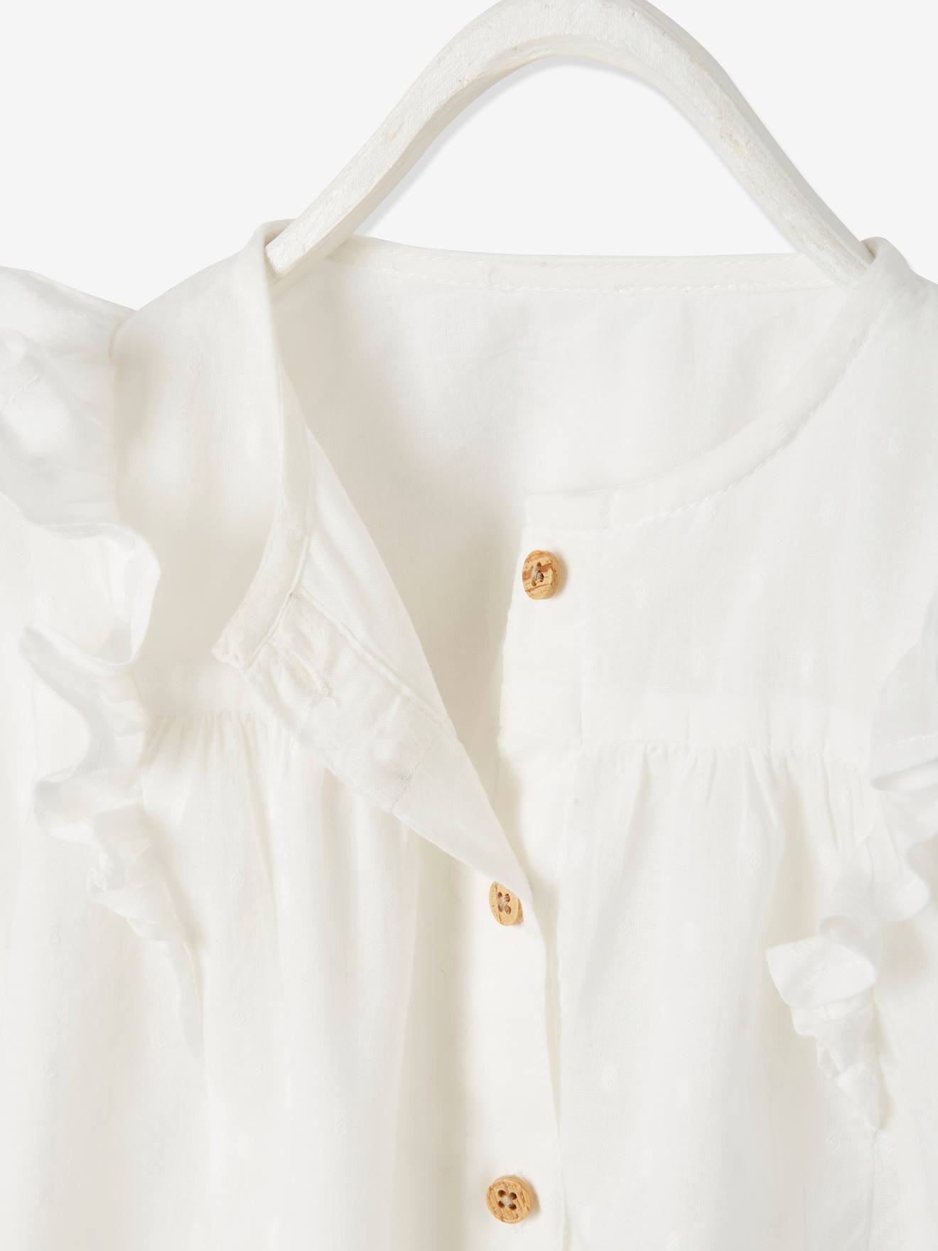 Blusa branca lisa e clara com babado para bebê menina