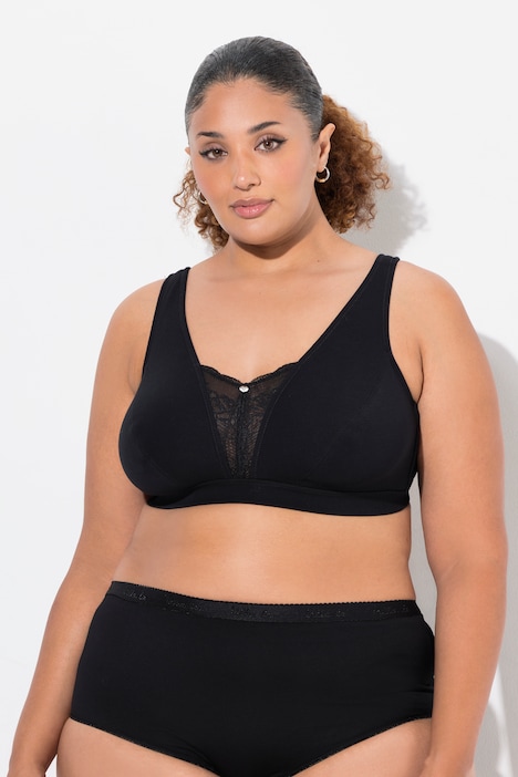 Bralette, Spitzeneinsatz, ohne Bügel, Cup C - E