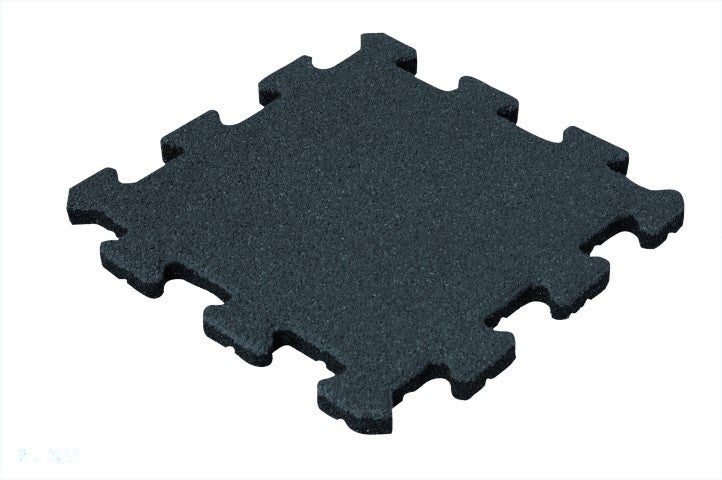 Zwarte rubberen tegel 25 mm - 50 x 50 cm - Puzzelsysteem middenstuk