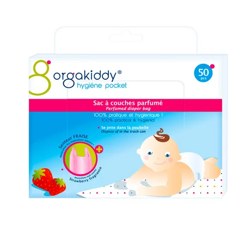 Sac à couches parfumé Fraise Orgakiddy - 50 pièces
