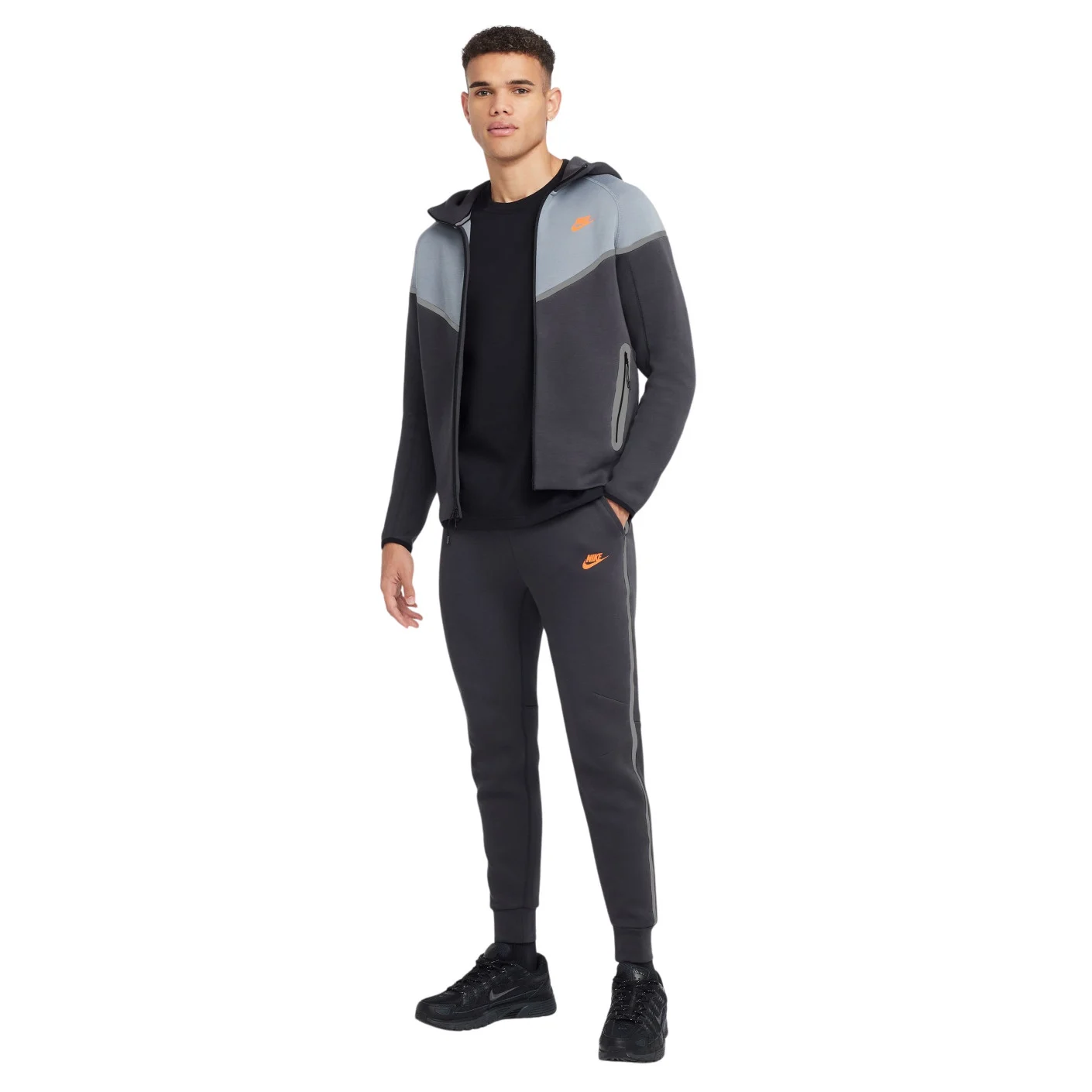 Nike Tech Fleece Sportswear Joggingbroek Donkergrijs Oranje Grijs