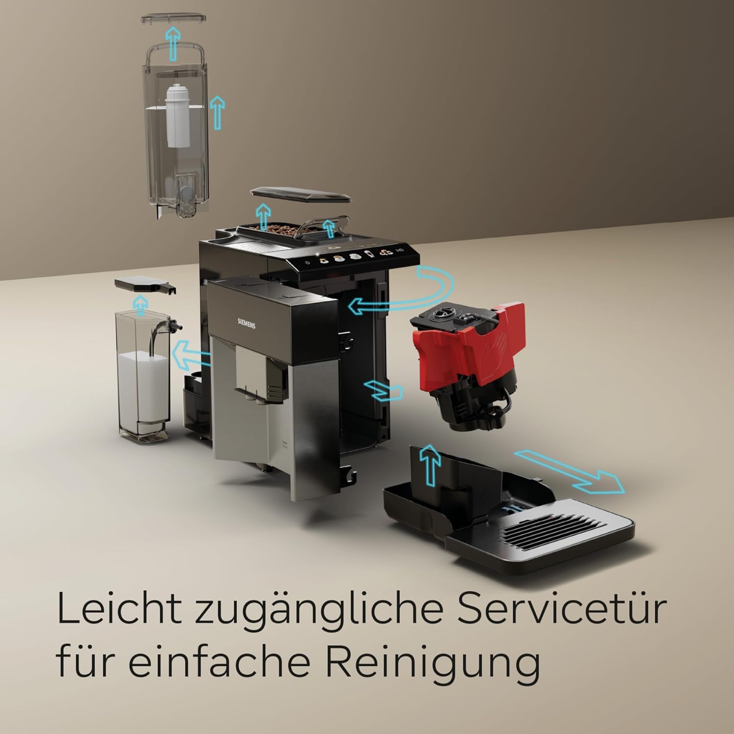 Siemens Kaffeevollautomat EQ500 integral TQ517D03, viele Kaffeespezialitäten, Milchaufschäumer, integr. Milchbehälter, 2-Tassen-Funktion, automat. Dampfreinigung, 1500 W, edelstahl/klavierlack schwarz
