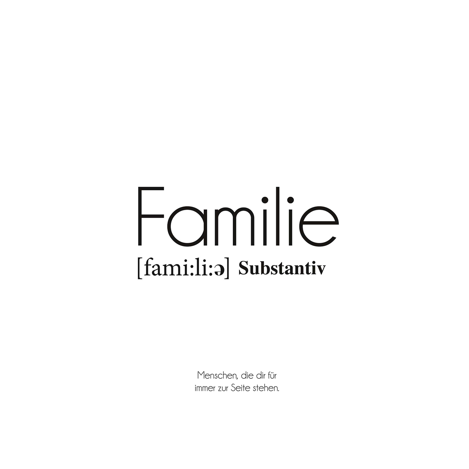 Gerahmtes Bild FAMILIE - schwarz-weiß - 30x40 cm